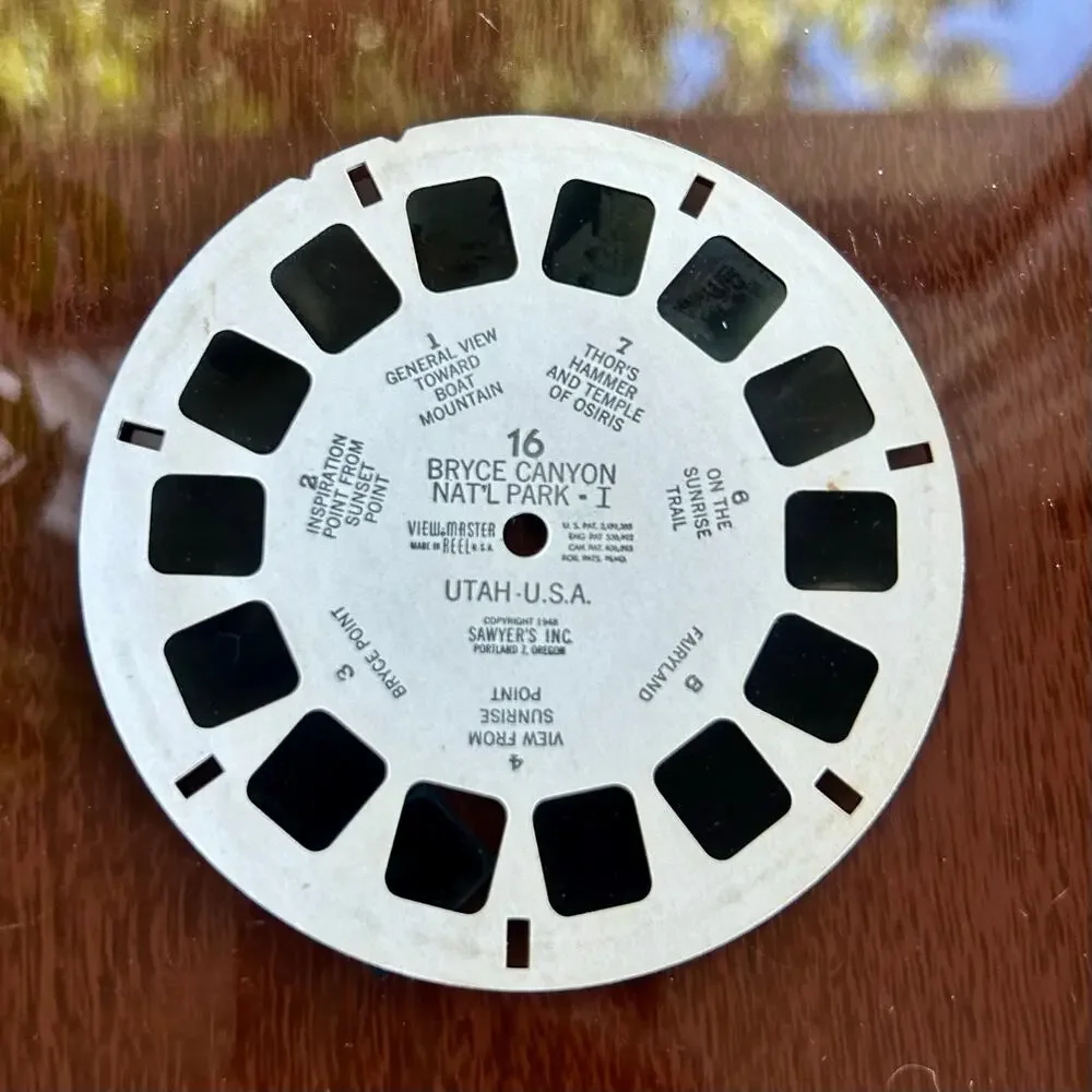 Vintage View-Master Reels – Bryce Canyon & Vancouver – Sawyer’s Inc. 1950s/60s
